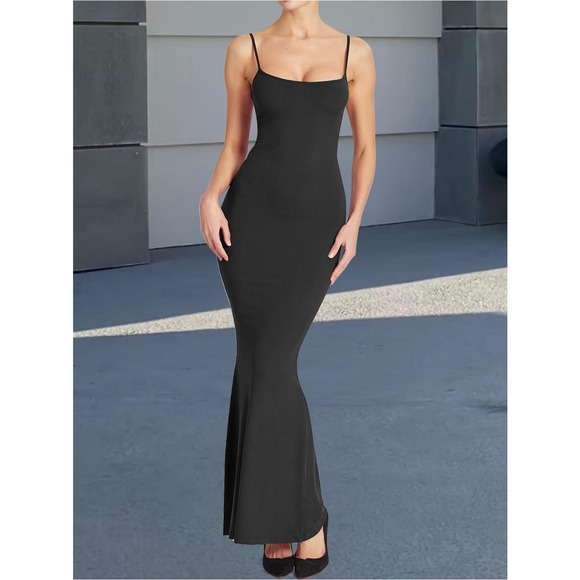 Size Medium Ribbed Lounge Slip Long Dress Backless Maxi Dress - Picture 4 of 7
